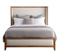 Cama matrimonial de madera tapizada 200x180x118 cm - madera natural - beige - diseño moderno - apta para dormitorio