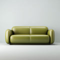 Sofá de 2 plazas - cuero auténtico - 180x92x80 cm - verde oliva - diseño contemporáneo
