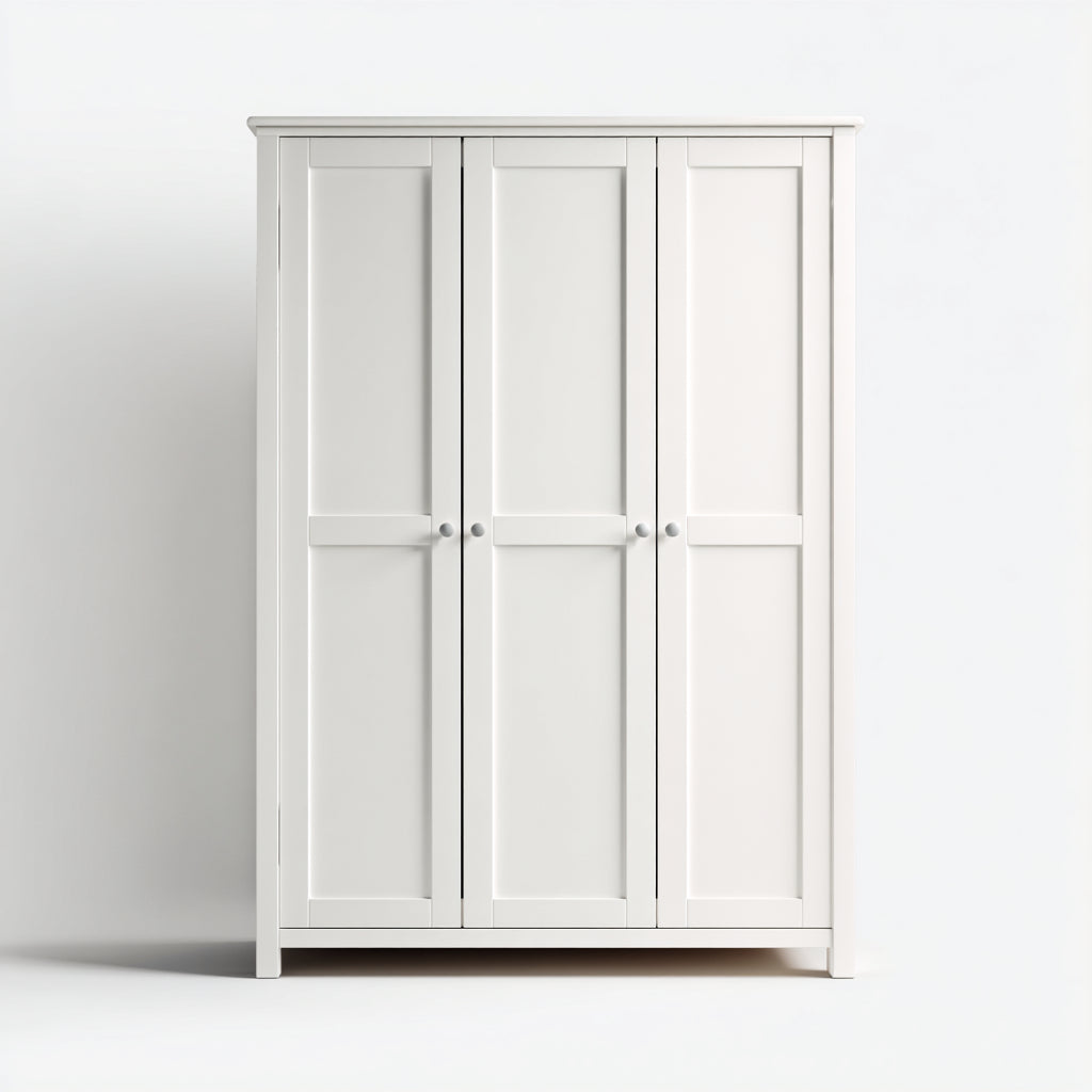 Armario de madera 120x50x180 cm - blanco - diseño clásico de tres puertas - apto para dormitorio