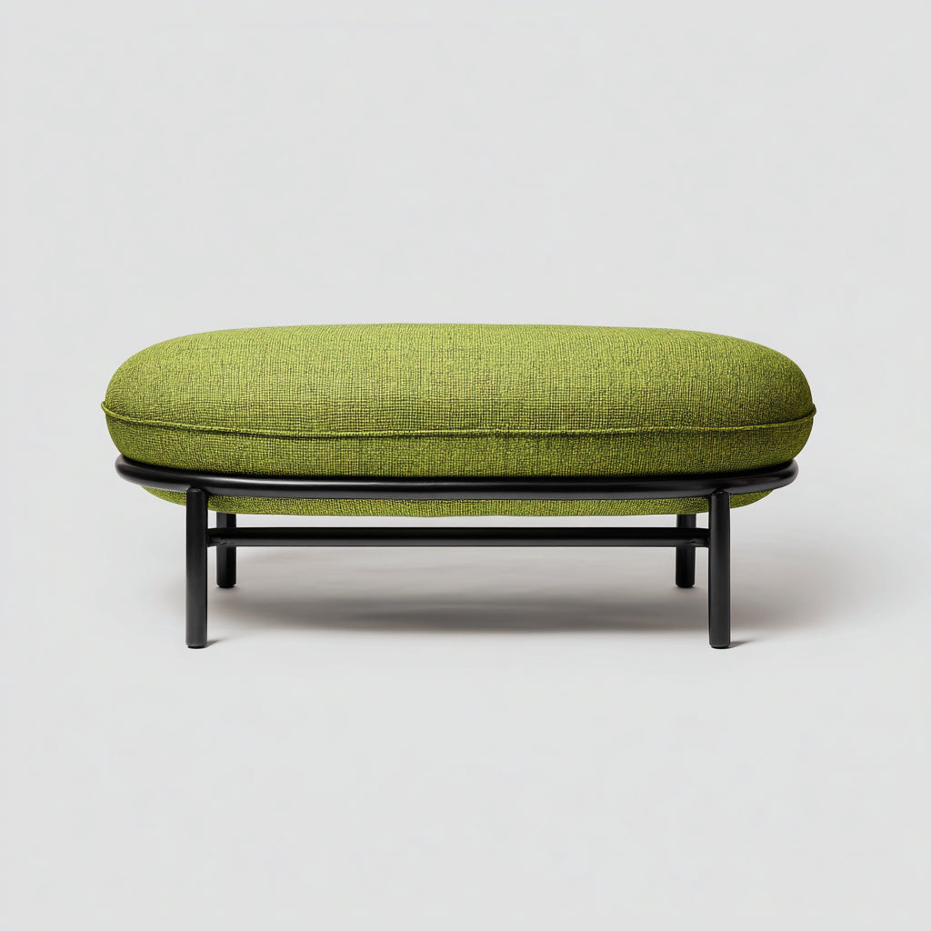 Reposapiés - tela-metal - 95x60x35 cm - verde-negro - estilo contemporáneo