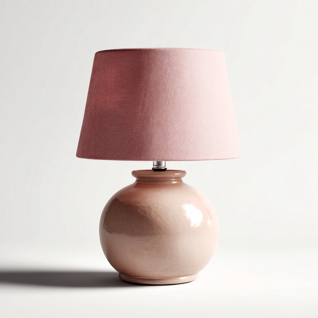 Lámpara de mesa cerámica 28x28x45 cm - rosa claro - rosa - diseño moderno apta para interior