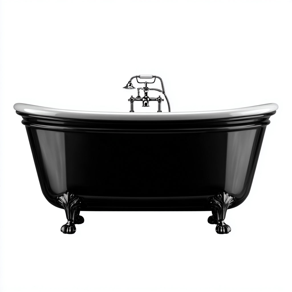 Bañera de hierro fundido 165x72x78 cm - negro-blanco - estilo clásico con patas apta para baño