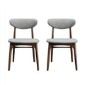 Silla de comedor tapizada en tela gris claro con estructura de madera oscura 46x52x82 cm - diseño nórdico moderno para comedor