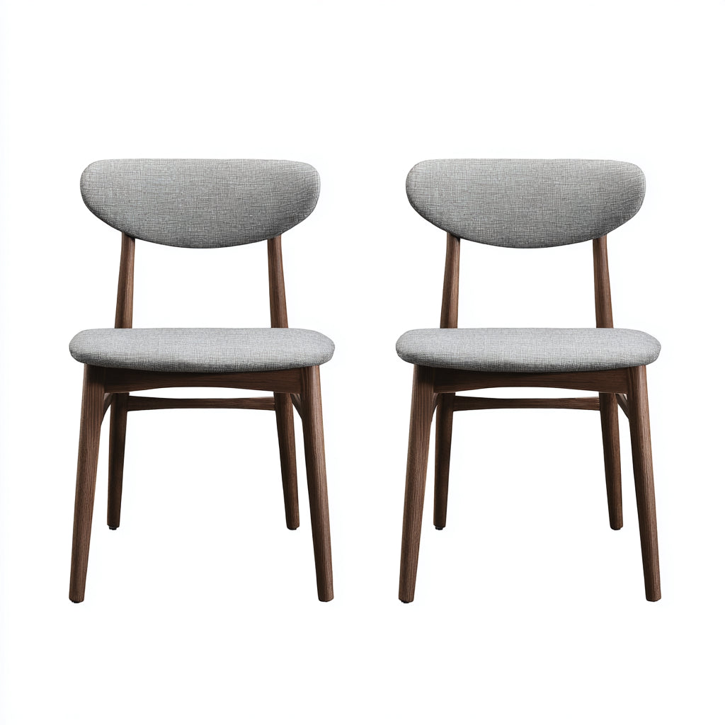 Silla de comedor tapizada en tela gris claro con estructura de madera oscura 46x52x82 cm - diseño nórdico moderno para comedor