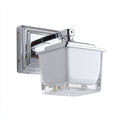 Aplique de pared vidrio y metal 12x14x18 cm blanco - cromado apto para baño diseño moderno