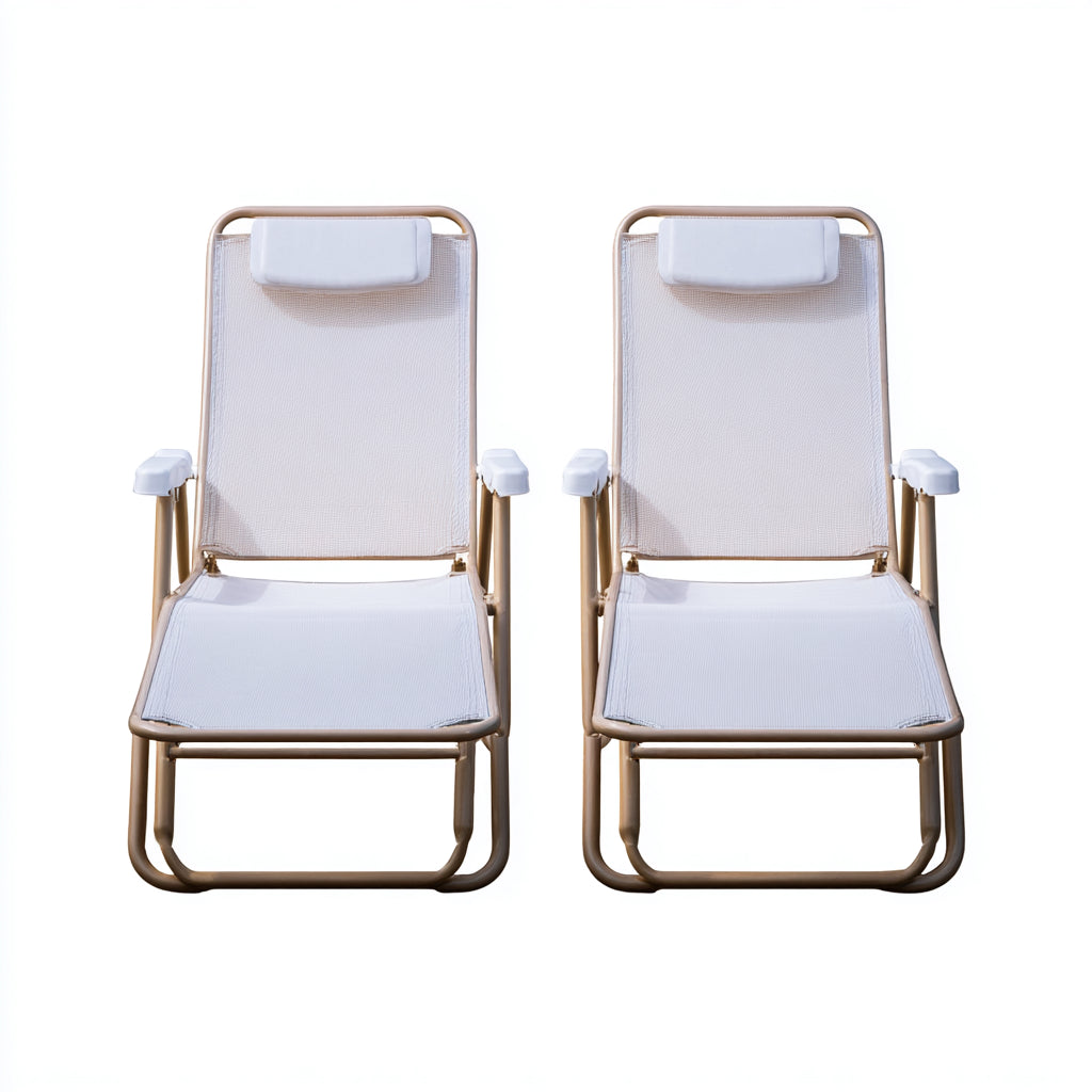 Tumbonas de jardín metal y tejido 90x55x85 cm - blanco - para exterior - estilo moderno