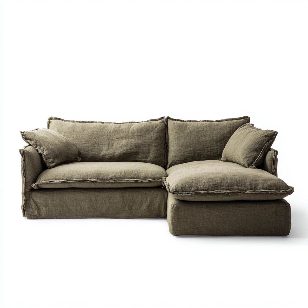 Sofá rinconero tela 250x165x90 cm - verde oliva - diseño relajado