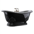 Bañera acrílica 175x75x82 cm - negro-gris - diseño clásico con relieve apta para baño