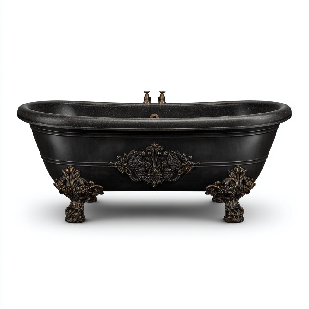Bañera de hierro fundido 168x74x79 cm - negro - diseño clásico con patas ornamentadas apta para baño