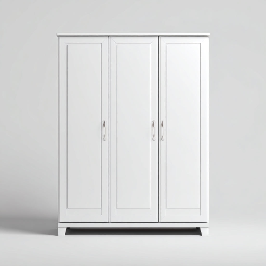 Armario de madera 120x50x180 cm - blanco - diseño clásico de tres puertas - apto para dormitorio