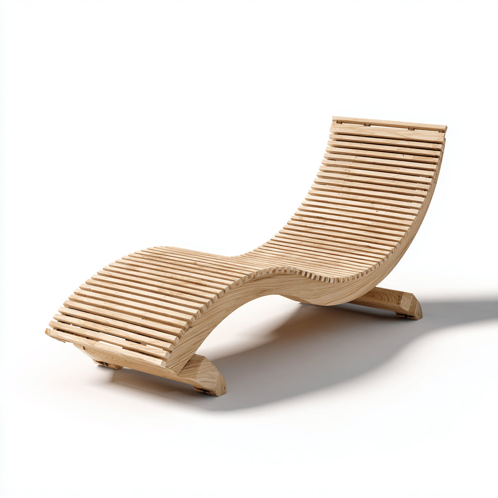 Tumbona de jardín madera maciza 185x60x55 cm - natural - diseño ergonómico - para exterior