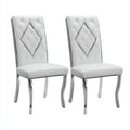 Silla de comedor tapizadas en cuero sintético con patas metálicas curvadas 52x48x100 cm - blanco - apto para comedor - diseño moderno