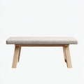 Banco de entrada madera tapizado beige 110x40x47 cm - diseño moderno para recibidor