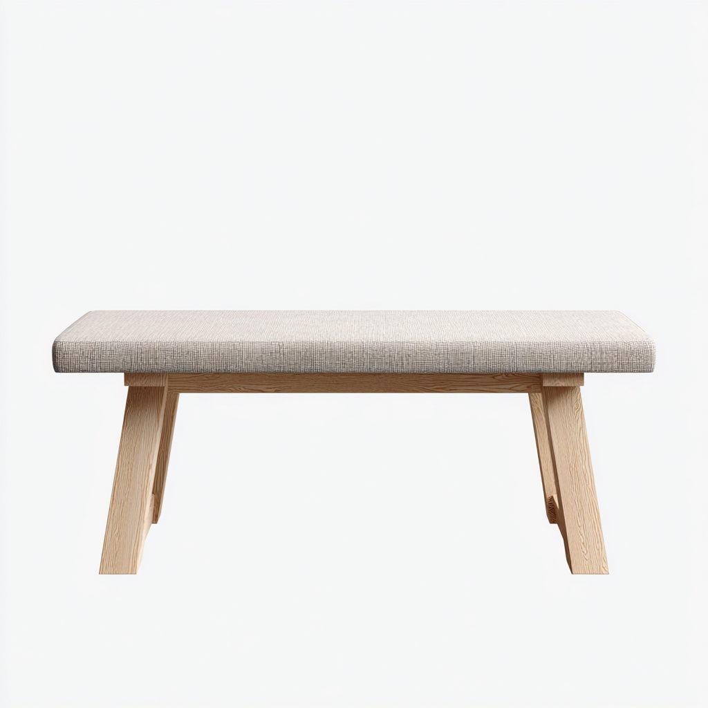 Banco de entrada madera tapizado beige 110x40x47 cm - diseño moderno para recibidor