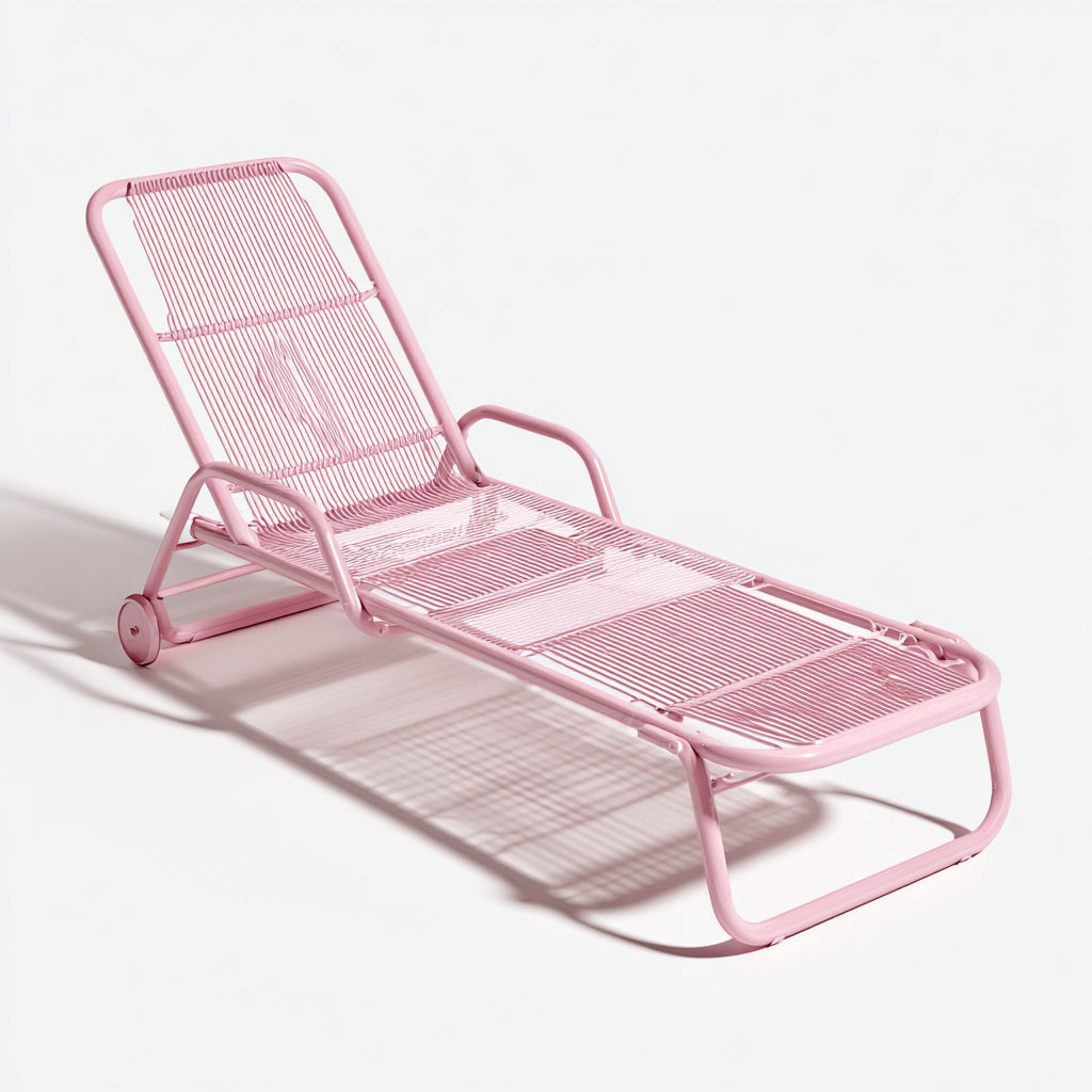 Tumbona de jardín metal 193x63x38 cm - rosa - diseño moderno - para exterior