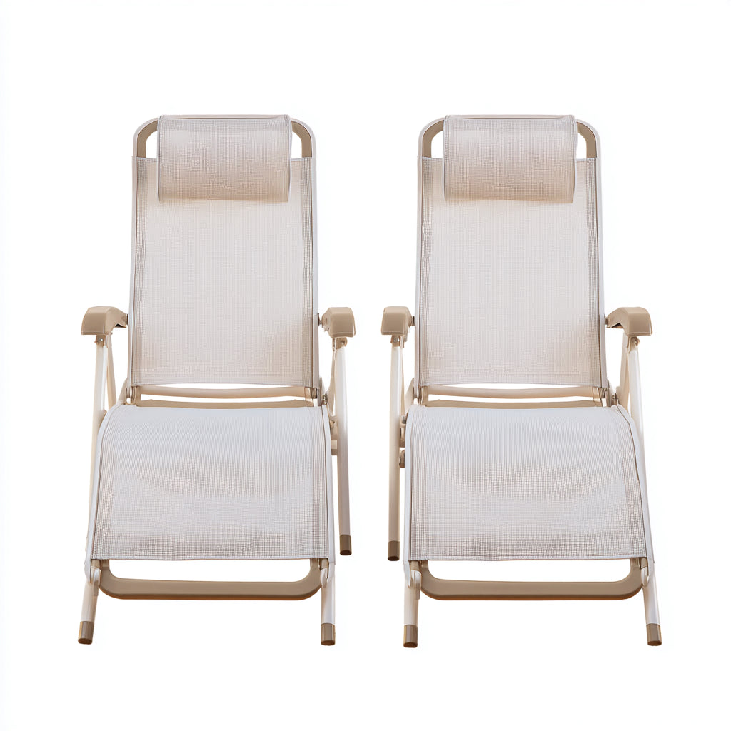 Tumbonas de jardín metal y tejido 186x60x94 cm - beige - para exterior - estilo moderno