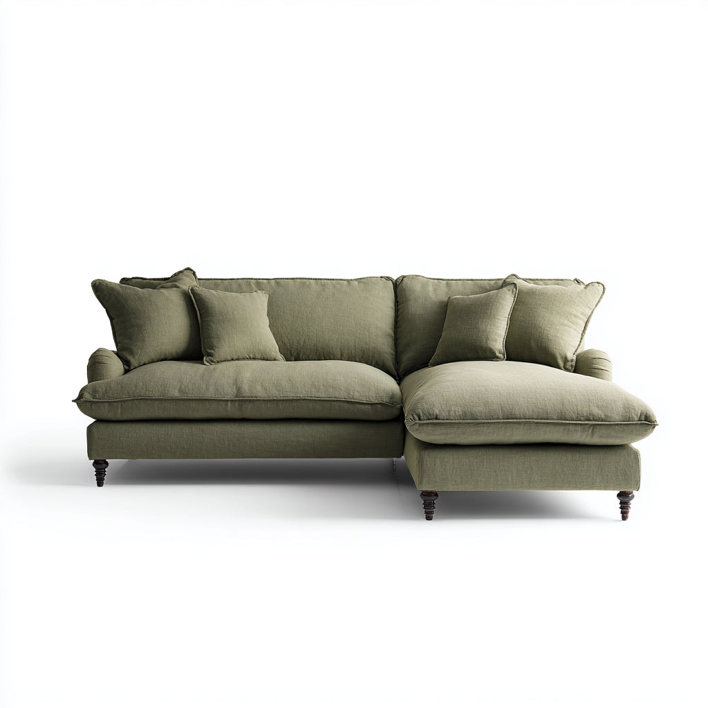 Sofá rinconero tapizado 262x158x88 cm - verde oliva - diseño moderno para salón