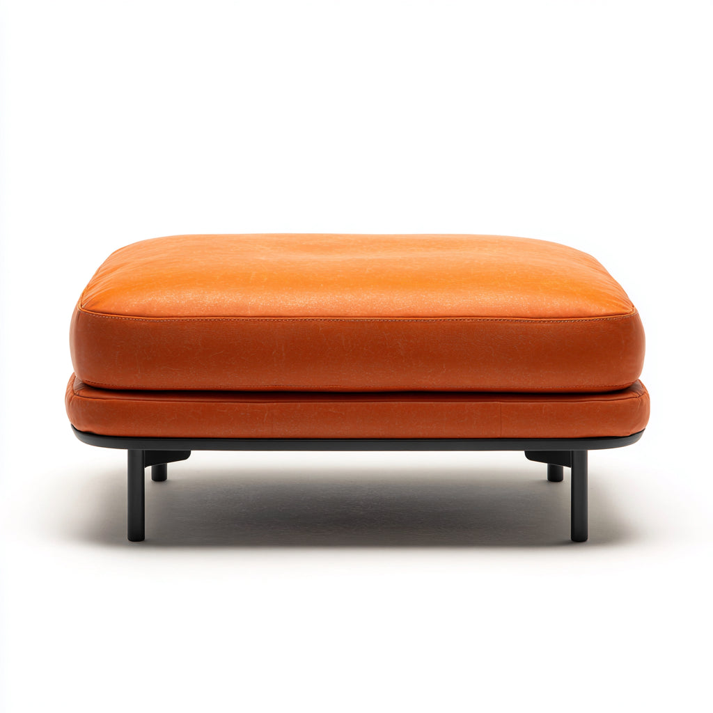 Reposapiés - cuero-metal - 85x65x35 cm - naranja-negro - estilo contemporáneo