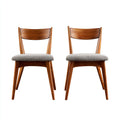 Silla de comedor tapizada en tela gris con estructura de madera de nogal 46x50x83 cm - diseño retro moderno para comedor