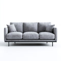 Sofá de 3 plazas-tela tejida-190x85x88 cm-gris claro-estilo moderno minimalista