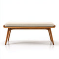 Banco de entrada madera y tela 102x40x47 cm - beige - madera - diseño moderno apto para recibidor