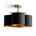 Lámpara de techo - metal-tela - 40x22 cm - negro-dorado - diseño moderno