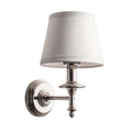 Aplique de pared metal y tela 16x19x27 cm blanco - plateado apto para dormitorio diseño clásico