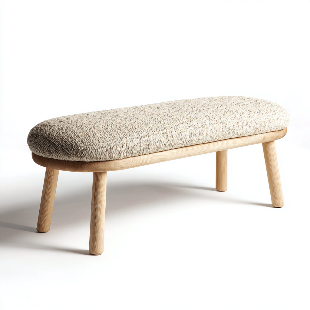 Banco de entrada madera tapizado beige 108x40x46 cm - diseño moderno para recibidor