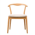 Silla de comedor de madera maciza con respaldo curvado y asiento tapizado 50x47x82 cm - madera natural - beige - apto para comedor - diseño nórdico