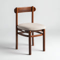 Silla de comedor de madera maciza con asiento tapizado 48x45x80 cm - madera oscura - beige - apto para comedor - diseño vintage