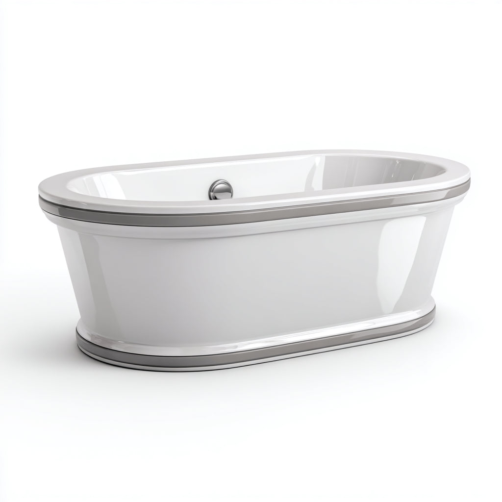 Bañera - Acrílico - 175x78x60 cm - Blanco-Gris - Apto para baño - Estilo moderno