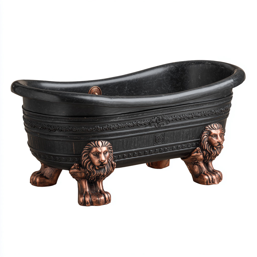 Bañera acrílica 168x70x77 cm - negro-cobre - diseño clásico con patas de león apta para baño