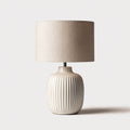 Lámpara de mesa cerámica 20x28x45 cm blanco - beige para salón - dormitorio - estilo moderno decorativo