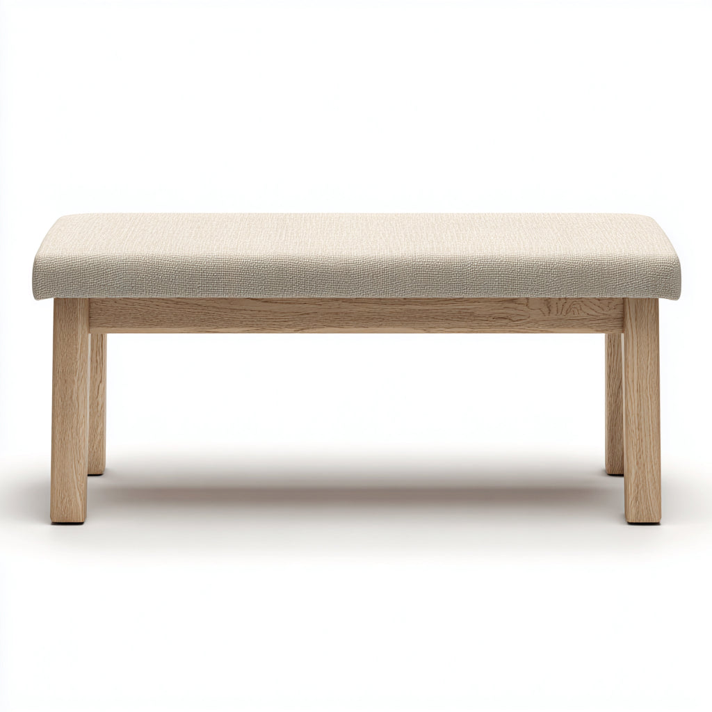 Banco de entrada madera y tela 110x40x47 cm - beige - madera - diseño moderno apto para recibidor
