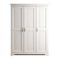 Armario de madera 130x55x190 cm - blanco - diseño clásico con tiradores metálicos - apto para dormitorio