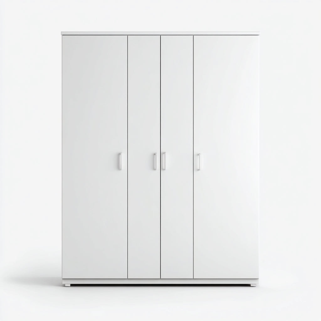 Armario de madera 160x50x180 cm - blanco - diseño moderno de cuatro puertas - apto para dormitorio