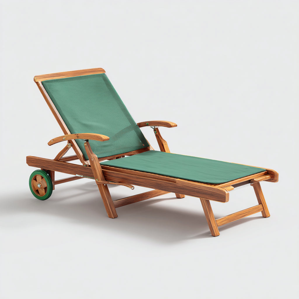 Tumbona de jardín madera 198x64x92 cm - verde-madera - diseño reclinable