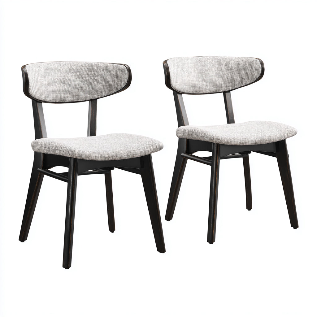 Silla de comedor tapizada en tela gris claro con estructura de madera negra 46x51x80 cm - diseño moderno estilo escandinavo para comedor