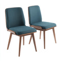 Silla de comedor tapizada en tela azul petróleo con estructura de madera de nogal 47x54x84 cm - diseño contemporáneo de estilo escandinavo para comedor