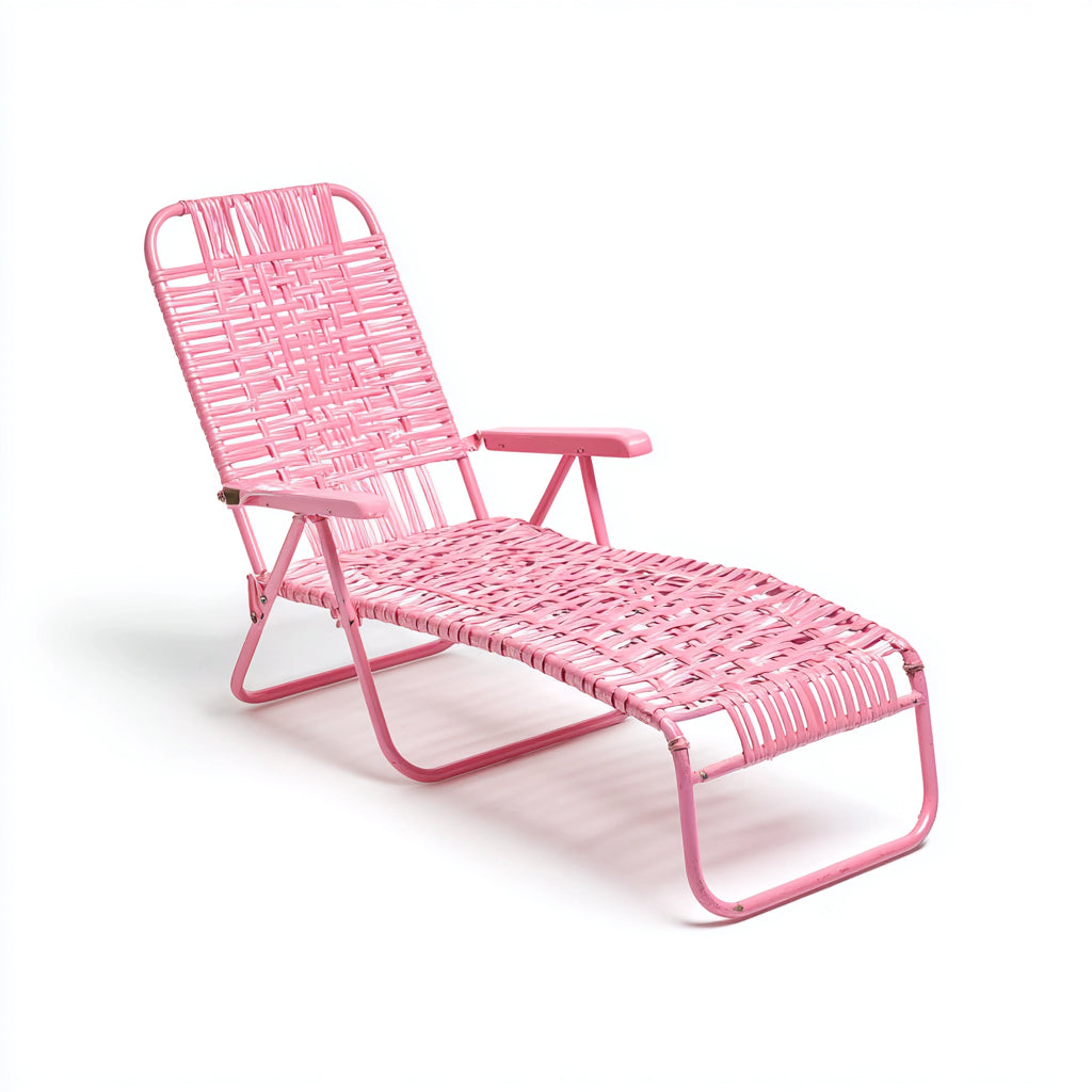 Tumbona de jardín metal 186x60x92 cm - rosa - diseño reclinable
