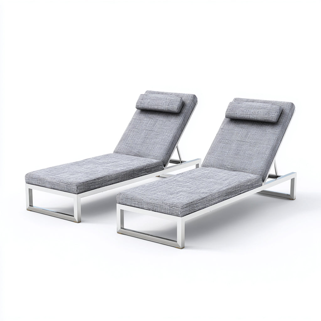 Tumbonas de jardín metal y tejido 202x65x35 cm - gris - para exterior - estilo moderno