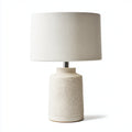 Lámpara de mesa - cerámica - tela 27x27x48 cm - blanco - beige - apta para salón - dormitorio - diseño moderno