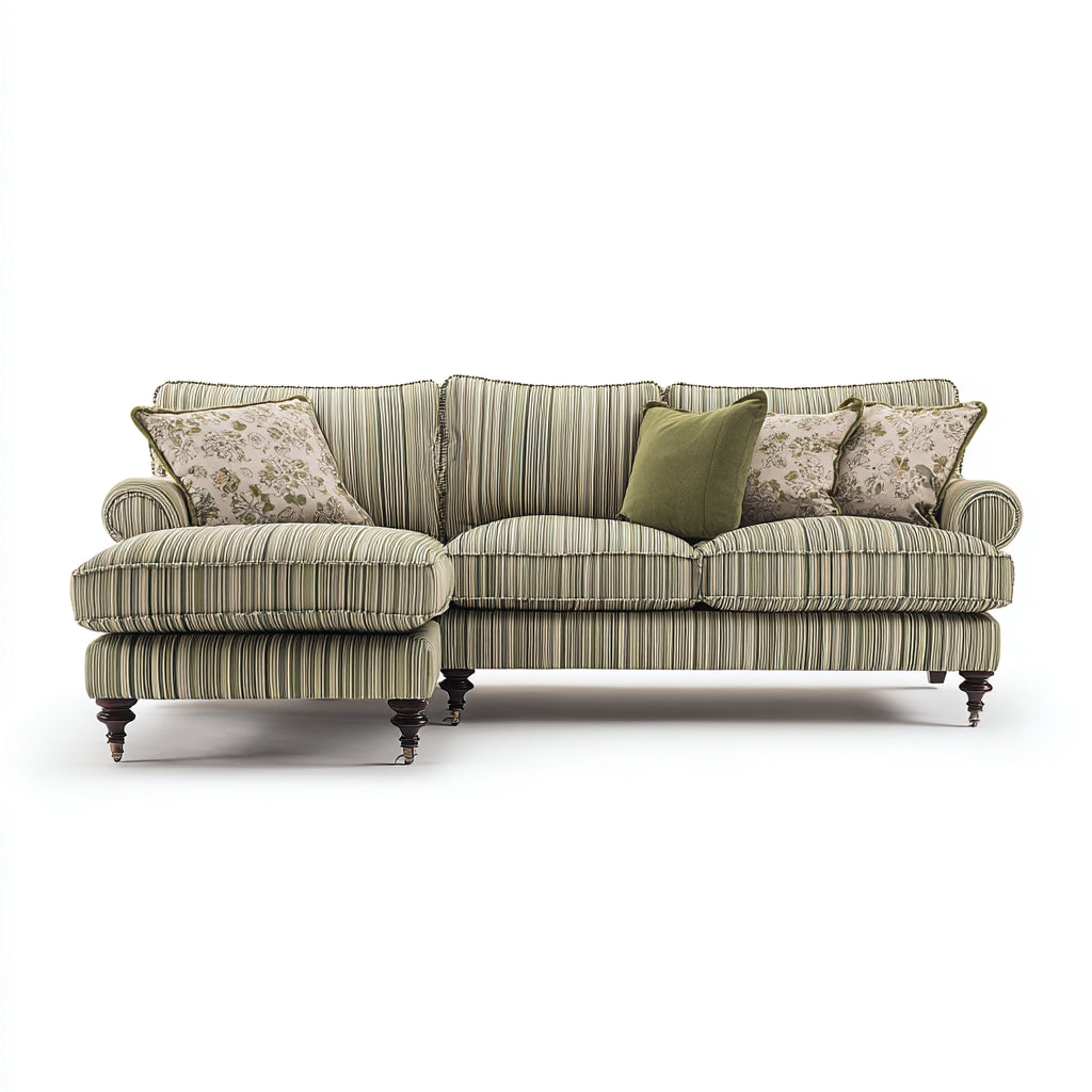 Sofá rinconero tela 255x168x92 cm - verde - diseño clásico