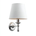 Aplique de pared metal y tela 15x18x28 cm blanco - cromado apto para dormitorio diseño clásico