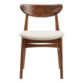 Silla de comedor de madera maciza con respaldo curvado y asiento tapizado 48x45x82 cm - madera natural - beige - apto para comedor - diseño nórdico