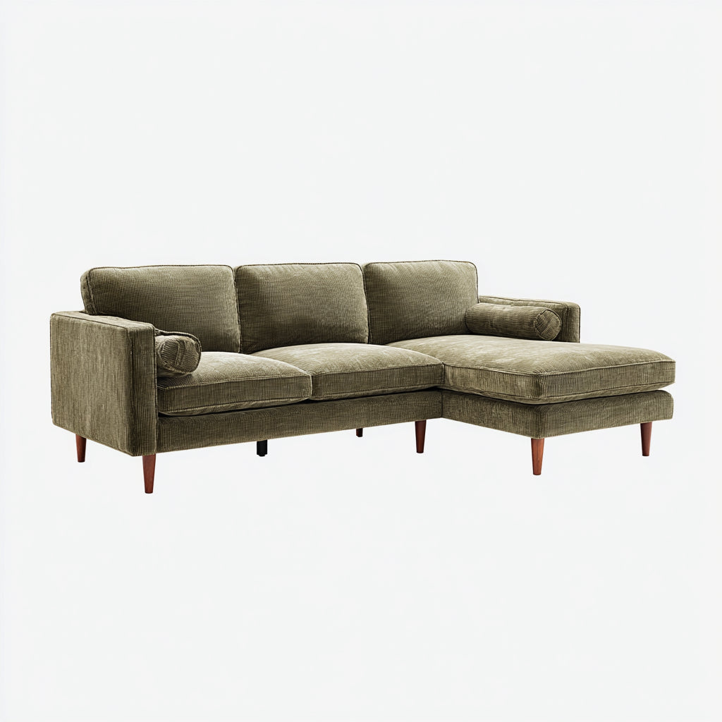 Sofá rinconero tapizado 258x154x87 cm - verde oliva - diseño moderno para salón