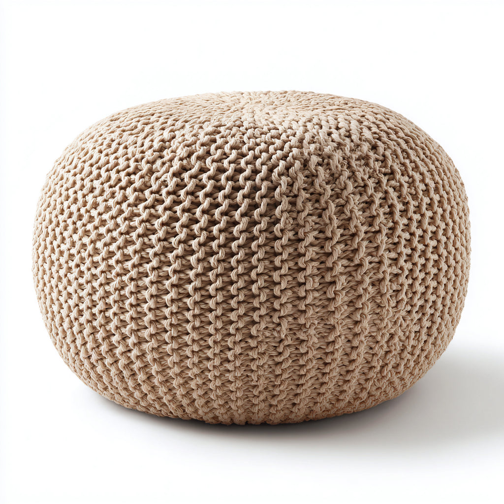 Reposapiés - algodón - 55x55x40 cm - beige - estilo bohemio