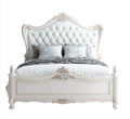 Cama matrimonial de madera tapizada 200x180x140 cm - blanco - diseño clásico - apta para dormitorio