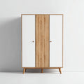 Armario de madera 120x50x180 cm - blanco - roble natural - diseño escandinavo de tres puertas - apto para dormitorio