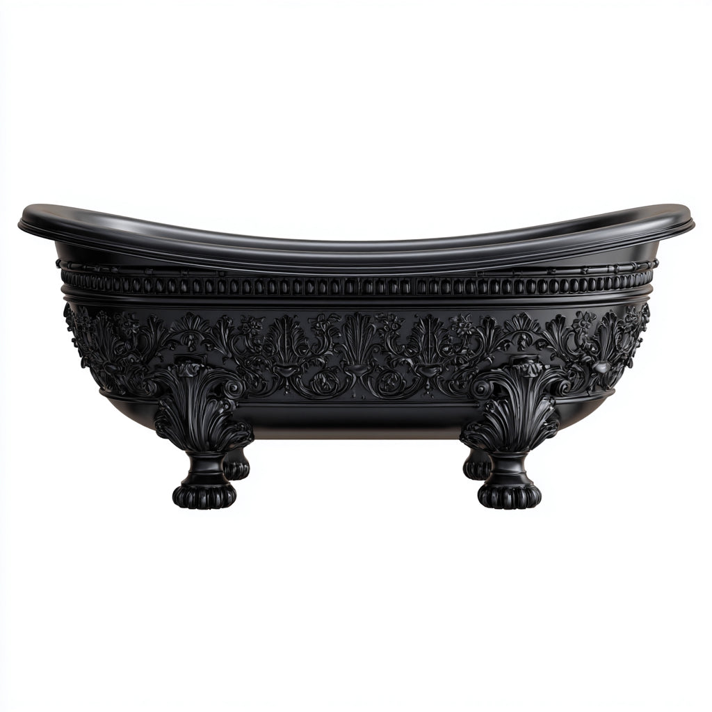 Bañera acrílica 172x74x78 cm - negro - diseño clásico con relieve completo apta para baño